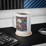 Skull With Magic Toadstools And Flowers Coffee Mug