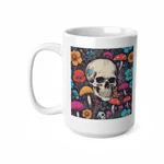 Skull With Magic Toadstools And Flowers Coffee Mug