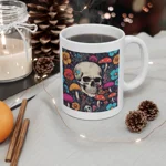 Skull With Magic Toadstools And Flowers Coffee Mug