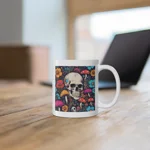 Skull With Magic Toadstools And Flowers Coffee Mug