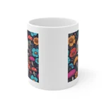 Skull With Magic Toadstools And Flowers Coffee Mug