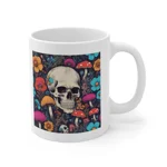 Skull With Magic Toadstools And Flowers Coffee Mug