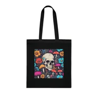 Skull With Magic Toadstools And Flowers Cotton Shopping To..
