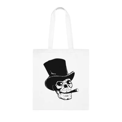 Skull With Top Hat And Cigar Cotton Shopping Tote Bag
