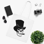 Skull With Top Hat And Cigar Cotton Shopping Tote Bag
