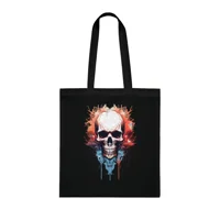 Spooky Skull Watercolour Painting Cotton Shopping Tote Bag