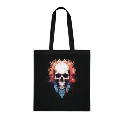 Spooky Skull Watercolour Painting Cotton Shopping Tote Bag