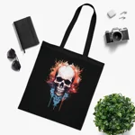 Spooky Skull Watercolour Painting Cotton Shopping Tote Bag