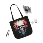 Spooky Skull Watercolour Painting Shoulder Tote Bag