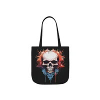 Spooky Skull Watercolour Painting Shoulder Tote Bag