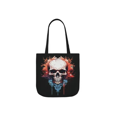 Spooky Skull Watercolour Painting Shoulder Tote Bag