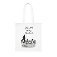 The Lord Is My Shepherd Quote Psalm 23 Cotton Shopping Tote Bag