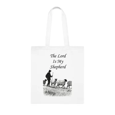 The Lord Is My Shepherd Quote Psalm 23 Cotton Shopping Tote Bag