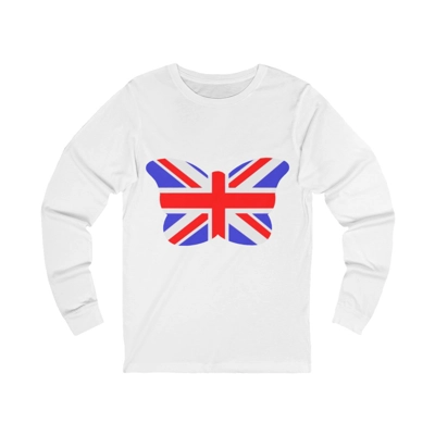 Union Jack Flag Butterfly Long Sleeve T-Shirt Union Jack Flag Butterfly Long Sleeve T-Shirt