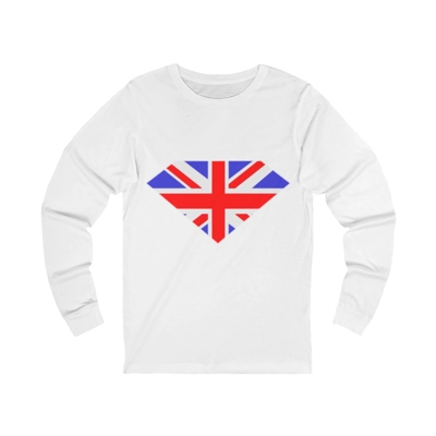 Union Jack Flag Diamond Gem Long Sleeve T-Shirt