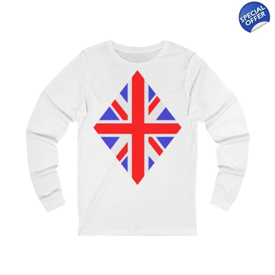 Union Jack Flag Large Diamond Long Sleeve T-Shirt Union Jack Flag Large Diamond Long Sleeve T-Shirt