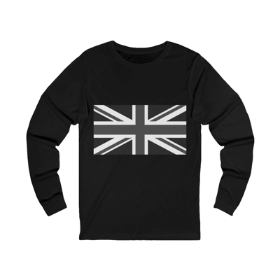 Union Jack Flag Negative Black And White Long Sleeve T-Shirt