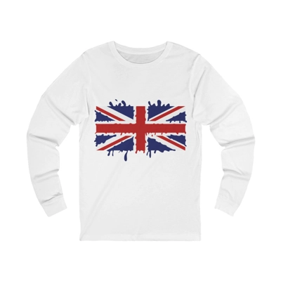 Union Jack Flag Paint Splat Long Sleeve T-Shirt