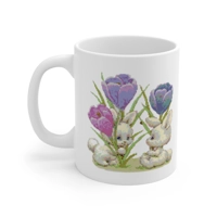 Vintage Cute Baby Bunnies And Tulips Coffee Mug