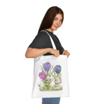 Vintage Cute Baby Bunnies And Tulips Cotton Shopping Tote Bag