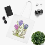 Vintage Cute Baby Bunnies And Tulips Cotton Shopping Tote Bag
