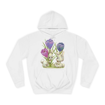 Vintage Cute Baby Bunnies And Tulips Hoodie