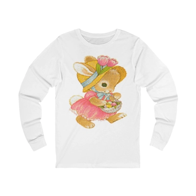 Vintage Cute Easter Day Bunny Girl Long Sleeve T-Shirt