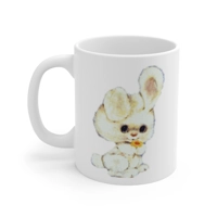 Vintage Cute White Bunny Rabbit Coffee Mug