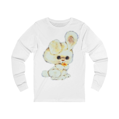 Vintage Cute White Bunny Rabbit Long Sleeve T-Shirt Vintage Cute White Bunny Rabbit Long Sleeve T-Shirt