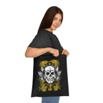 Vintage Grunge Skull Wings Yellow Lace Graffiti Cotton Shopping Tote Bag