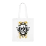 Vintage Grunge Skull Wings Yellow Lace Graffiti Cotton Shopping Tote Bag