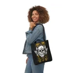 Vintage Grunge Skull Wings Yellow Lace Graffiti Shoulder Tote Bag