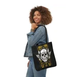 Vintage Grunge Skull Wings Yellow Lace Graffiti Shoulder Tote Bag