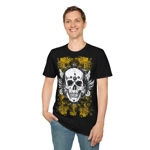 Vintage Grunge Skull Wings Yellow Lace Graffiti T-Shirt