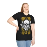 Vintage Grunge Skull Wings Yellow Lace Graffiti T-Shirt