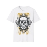 Vintage Grunge Skull Wings Yellow Lace Graffiti T-Shirt