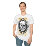 Vintage Grunge Skull Wings Yellow Lace Graffiti T-Shirt