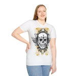 Vintage Grunge Skull Wings Yellow Lace Graffiti T-Shirt
