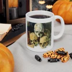 Vintage Pyramid of Skulls Classical Painting Coffee Mug