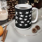 White Pentagram Star Cluster Pattern Coffee Mug
