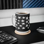 White Pentagram Star Cluster Pattern Coffee Mug