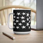 White Pentagram Star Cluster Pattern Coffee Mug