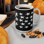 White Pentagram Star Cluster Pattern Coffee Mug