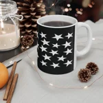 White Pentagram Star Cluster Pattern Coffee Mug