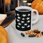 White Pentagram Star Cluster Pattern Coffee Mug
