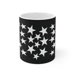 White Pentagram Star Cluster Pattern Coffee Mug