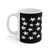 White Pentagram Star Cluster Pattern Coffee Mug