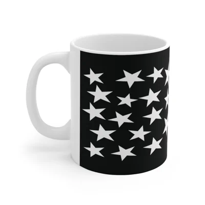 White Pentagram Star Cluster Pattern Coffee Mug