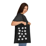 White Pentagram Star Cluster Pattern Cotton Shopping Tote Bag