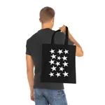 White Pentagram Star Cluster Pattern Cotton Shopping Tote Bag